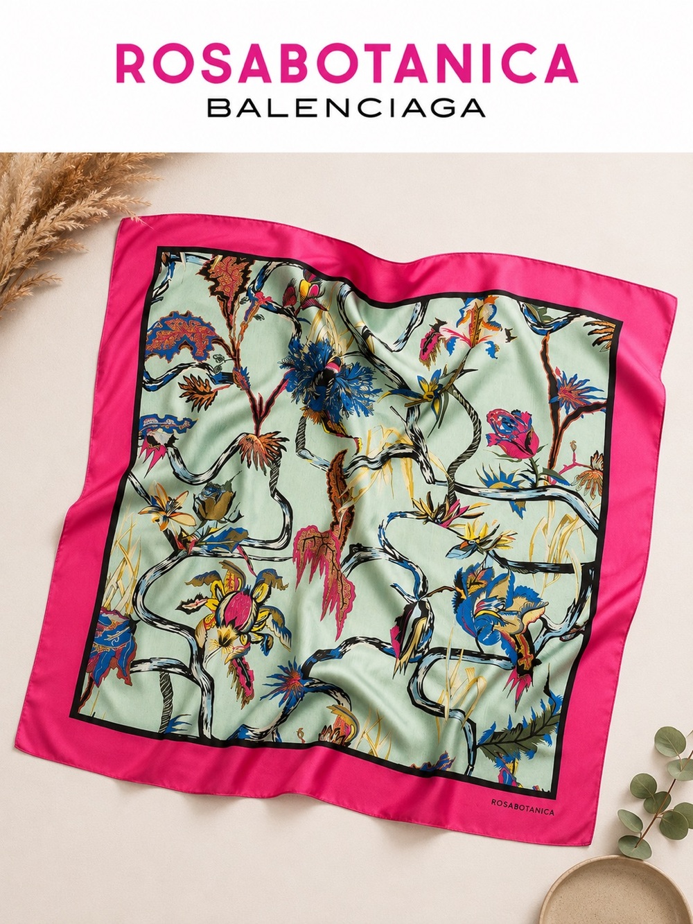 ROSABOTANICA BALENCIAGA Silk Square Scarf – Made in Italy